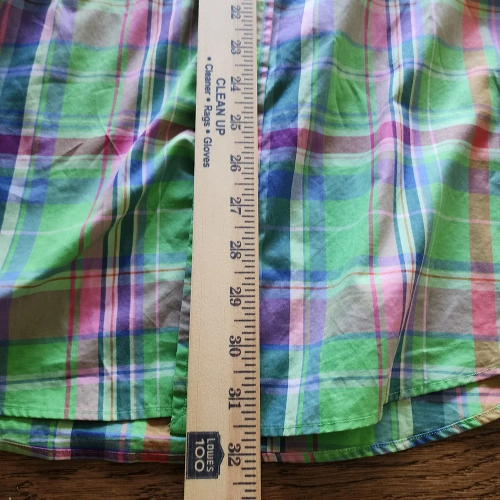 Polo Ralph Lauren Stanton Custom Fit Plaid Shirt Mens XXL Green Pink Multi Color